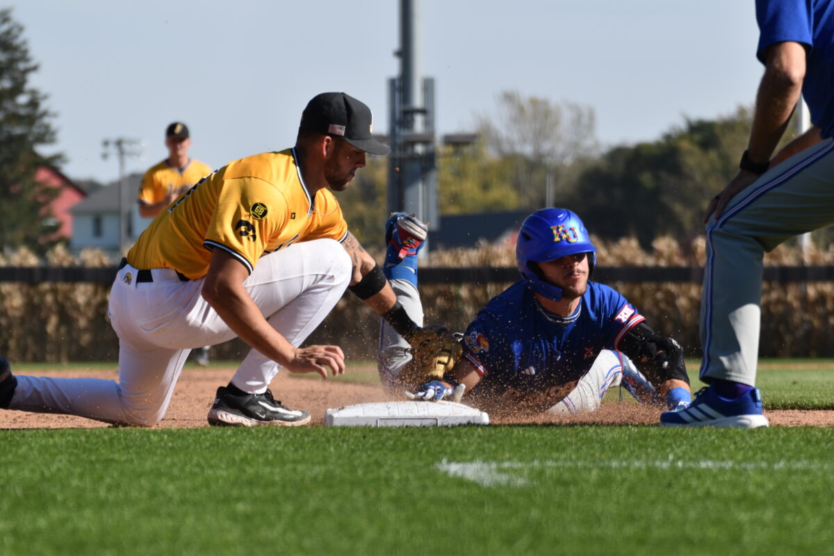 Jayhawks, Hawkeyes battle in first Division I baseball game at Field of ...